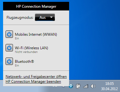 uninstall hp connection manager